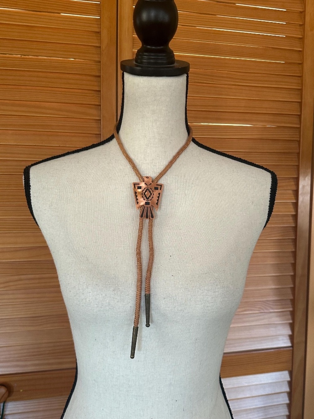 ViNTAGE THUNDERBIRD BOLO TiE Copper Wool Cord 1960s